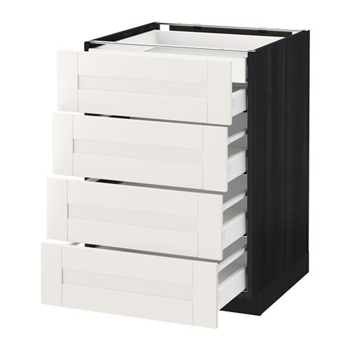 МЕТОД / МАКСИМЕРА Нплн шк 4фрнт/2нзк/3срд ящ - под дерево черный, Сэведаль белый, 60x60 см МЕТОД / МАКСИМЕРА Нплн шк 4фрнт/2нзк/3срд ящ - под дерево черный, Сэведаль белый, 60x60 см