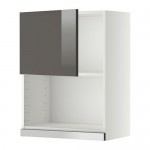 МЕТОД Навесной шкаф для СВЧ-печи - 60x80 см, Рингульт глянцевый серый, белый