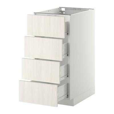 МЕТОД / ФОРВАРА Напольн шкаф 4 фронт панели/4 ящика - 40x60 см, Росдаль белый ясень, белый