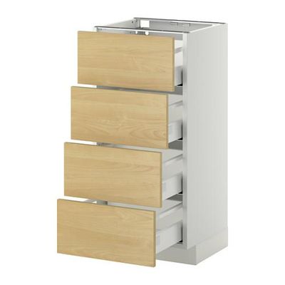 МЕТОД / МАКСИМЕРА Напольн шкаф 4 фронт панели/4 ящика - 40x37 см, Тингсрид под березу, белый МЕТОД / МАКСИМЕРА Напольн шкаф 4 фронт панели/4 ящика - 40x37 см, Тингсрид под березу, белый