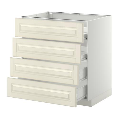 МЕТОД / ФОРВАРА Напольн шкаф 4 фронт панели/4 ящика - белый, Будбин белый с оттенком, 80x60 см