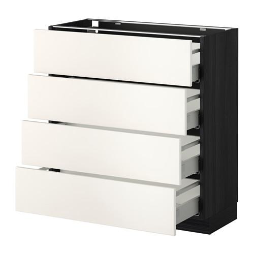 МЕТОД / МАКСИМЕРА Напольн шкаф 4 фронт панели/4 ящика - под дерево черный, Веддинге белый, 80x37 см МЕТОД / МАКСИМЕРА Напольн шкаф 4 фронт панели/4 ящика - под дерево черный, Веддинге белый, 80x37 см