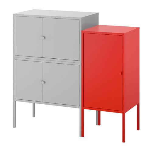LIXHULT комбинация шкафов серый/красный