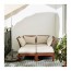 ÄPPLARÖ 2-местный модульный диван, садовый с табуретом для ног коричневая морилка/Холло бежевый