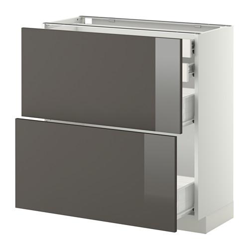 МЕТОД / ФОРВАРА Нплн шк 2фрнт/2низк/2 выс/2срдн ящ - белый, Рингульт глянцевый серый, 80x37 см МЕТОД / ФОРВАРА Нплн шк 2фрнт/2низк/2 выс/2срдн ящ - белый, Рингульт глянцевый серый, 80x37 см