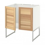 МЕТОД Напольн шкаф д раковины+2 двери - белый, Торхэмн естественный ясень МЕТОД Напольн шкаф д раковины+2 двери - белый, Торхэмн естественный ясень