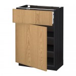 МЕТОД / МАКСИМЕРА Напольный шкаф с ящиком/дверью - под дерево черный, Экестад дуб, 60x37 см МЕТОД / МАКСИМЕРА Напольный шкаф с ящиком/дверью - под дерево черный, Экестад дуб, 60x37 см