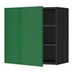 МЕТОД Шкаф навесной с полкой - 60x60 см, Флэди зеленый, под дерево черный МЕТОД Шкаф навесной с полкой - 60x60 см, Флэди зеленый, под дерево черный