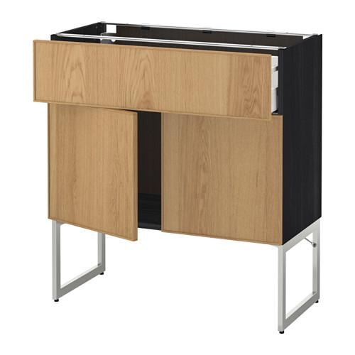 МЕТОД / МАКСИМЕРА Напол шкаф/полки/ящик/2двери - под дерево черный, Экестад дуб, 80x37x60 см МЕТОД / МАКСИМЕРА Напол шкаф/полки/ящик/2двери - под дерево черный, Экестад дуб, 80x37x60 см