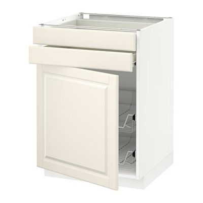 МЕТОД / ФОРВАРА Напольн шкаф/дверца/2ящ/првл крзн - 60x60 см, Будбин белый с оттенком, белый
