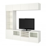 БЕСТО Шкаф для ТВ, комбин/стеклян дверцы - Лаппвикен/Синдвик белый прозрачное стекло, направляющие ящика, плавно закр БЕСТО Шкаф для ТВ, комбин/стеклян дверцы - Лаппвикен/Синдвик белый прозрачное стекло, направляющие ящика, плавно закр