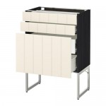 МЕТОД / ФОРВАРА Напольн шкаф 3фронт пнл/2низ/2ср ящ - 60x37x60 см, Хитарп белый с оттенком, под дерево черный МЕТОД / ФОРВАРА Напольн шкаф 3фронт пнл/2низ/2ср ящ - 60x37x60 см, Хитарп белый с оттенком, под дерево черный