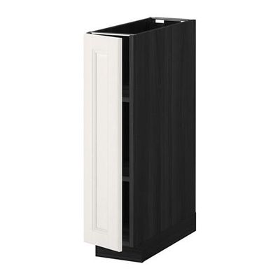 МЕТОД Напольный шкаф с полками - 20x60 см, Лаксарби белый, под дерево черный МЕТОД Напольный шкаф с полками - 20x60 см, Лаксарби белый, под дерево черный