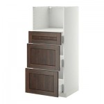 МЕТОД / ФОРВАРА Высокий шкаф д/СВЧ с 3 ящиками - Эдсерум под дерево коричневый, белый МЕТОД / ФОРВАРА Высокий шкаф д/СВЧ с 3 ящиками - Эдсерум под дерево коричневый, белый