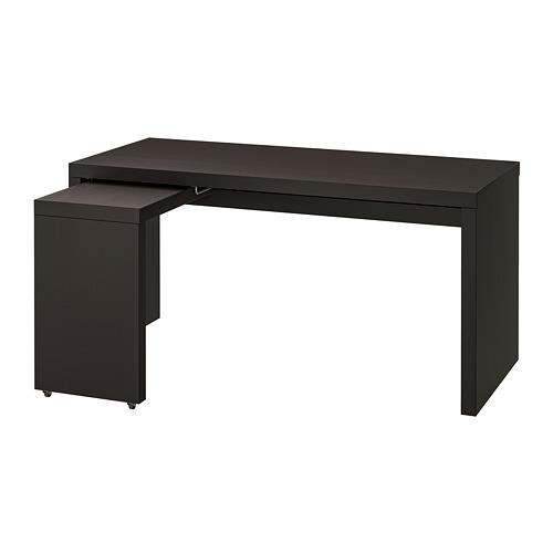 MALM письменный стол с выдвижной панелью черно-коричневый 151x65x73 cm