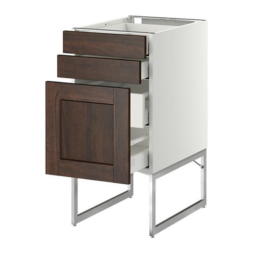 МЕТОД / МАКСИМЕРА Напольн шкаф 3фронт пнл/2низ/2ср ящ - белый, Эдсерум под дерево коричневый, 40x60x60 см МЕТОД / МАКСИМЕРА Напольн шкаф 3фронт пнл/2низ/2ср ящ - белый, Эдсерум под дерево коричневый, 40x60x60 см