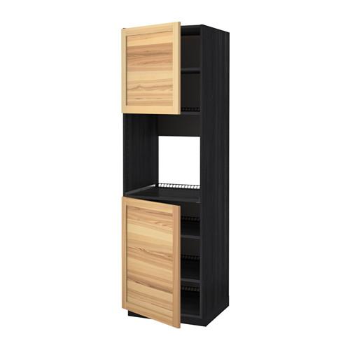 МЕТОД Высок шкаф д/духовки/2дверцы/полки - под дерево черный, Торхэмн естественный ясень, 60x60x200 см МЕТОД Высок шкаф д/духовки/2дверцы/полки - под дерево черный, Торхэмн естественный ясень, 60x60x200 см