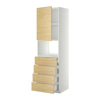 МЕТОД / ФОРВАРА Высок шкаф д/духовки/дверца/4ящика - 60x60x200 см, Тингсрид под березу, белый МЕТОД / ФОРВАРА Высок шкаф д/духовки/дверца/4ящика - 60x60x200 см, Тингсрид под березу, белый