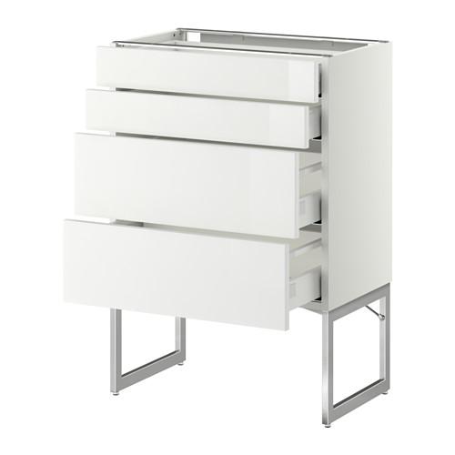 МЕТОД / МАКСИМЕРА Нплн шк 4 фронт/2 низк/2средн ящ - белый, Рингульт глянцевый белый, 60x37x60 см