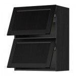 МЕТОД Навесной шкаф/2 дверцы, горизонтал - 60x80 см, Лаксарби черно-коричневый, под дерево черный