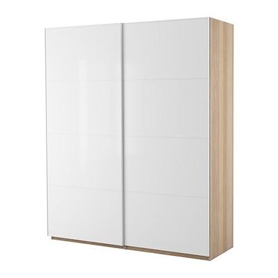 ПАКС Гардероб с раздвижными дверьми - дубовый шпон, беленый, 200x66x236 см ПАКС Гардероб с раздвижными дверьми - дубовый шпон, беленый, 200x66x236 см