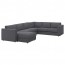 ВИМЛЕ 5-местный угловой диван - с козеткой/Гуннаред классический серый