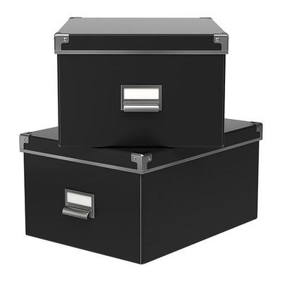 КАССЕТ Коробка с крышкой - черный, 27x35x18 см