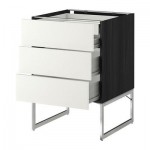 МЕТОД / ФОРВАРА Напольн шкаф 3фронт пнл/2низ/2ср ящ - 60x60x60 см, Хэггеби белый, под дерево черный МЕТОД / ФОРВАРА Напольн шкаф 3фронт пнл/2низ/2ср ящ - 60x60x60 см, Хэггеби белый, под дерево черный