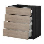 МЕТОД / ФОРВАРА Напольн шкаф 4 фронт панели/4 ящика - под дерево черный, Брокхульт под грецкий орех светло-серый, 80x60 см МЕТОД / ФОРВАРА Напольн шкаф 4 фронт панели/4 ящика - под дерево черный, Брокхульт под грецкий орех светло-серый, 80x60 см