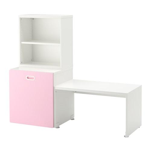 СТУВА / ФРИТИДС Стол с отделением для игрушек - белый/светло-розовый, 150x50x128 см