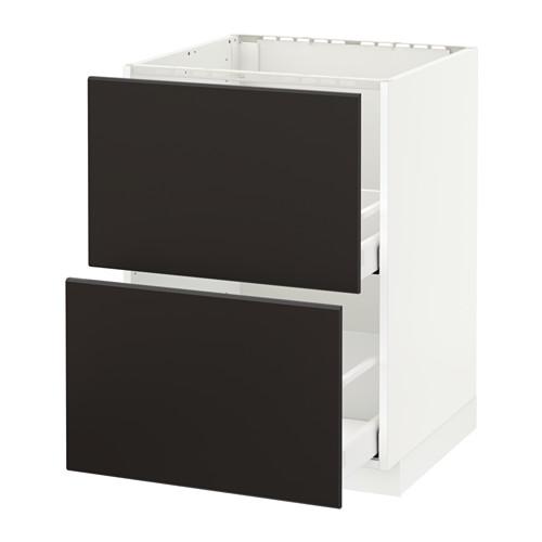МЕТОД / МАКСИМЕРА Напольн шк п-мойку+2фрнт пнл/2 ящ - белый, Кунгсбакка антрацит, 60x60 см МЕТОД / МАКСИМЕРА Напольн шк п-мойку+2фрнт пнл/2 ящ - белый, Кунгсбакка антрацит, 60x60 см