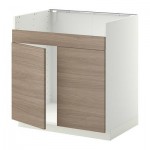 МЕТОД Напольн шкаф д двойн мойки ДУМШЁ - Брокхульт под грецкий орех светло-серый, белый