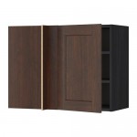МЕТОД Угловой навесной шкаф с полками - под дерево черный, Эдсерум под дерево коричневый, 88x37x60 см