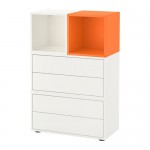 ЭКЕТ Комбинация шкафов с ножками - белый/оранжевый