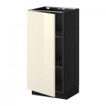 МЕТОД Напольный шкаф с полками - 40x37 см, Рингульт глянцевый кремовый, под дерево черный МЕТОД Напольный шкаф с полками - 40x37 см, Рингульт глянцевый кремовый, под дерево черный