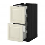 МЕТОД / ФОРВАРА Напольн шкаф 2 фронт пнл/4 средн ящ - под дерево черный, Будбин белый с оттенком, 40x60 см