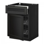 МЕТОД / ФОРВАРА Напольн шкаф с пров корз/ящ/дверью - 60x60 см, Лаксарби черно-коричневый, под дерево черный