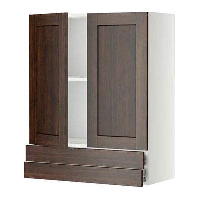 МЕТОД / ФОРВАРА Навесной шкаф/2дверцы/2ящика - 80x100 см, Эдсерум под дерево коричневый, белый МЕТОД / ФОРВАРА Навесной шкаф/2дверцы/2ящика - 80x100 см, Эдсерум под дерево коричневый, белый