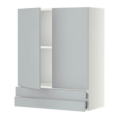 МЕТОД / ФОРВАРА Навесной шкаф/2дверцы/2ящика - 80x100 см, Веддинге серый, белый МЕТОД / ФОРВАРА Навесной шкаф/2дверцы/2ящика - 80x100 см, Веддинге серый, белый