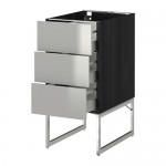 МЕТОД / МАКСИМЕРА Нплн шк 3 фрнт/3 средн ящика - под дерево черный, Гревста нержавеющ сталь, 40x60x60 см МЕТОД / МАКСИМЕРА Нплн шк 3 фрнт/3 средн ящика - под дерево черный, Гревста нержавеющ сталь, 40x60x60 см