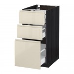 МЕТОД / МАКСИМЕРА Напольный шкаф с 3 ящиками - под дерево черный, Воксторп глянцевый светло-бежевый, 40x60 см МЕТОД / МАКСИМЕРА Напольный шкаф с 3 ящиками - под дерево черный, Воксторп глянцевый светло-бежевый, 40x60 см