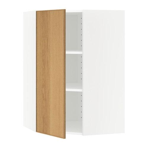 МЕТОД Угловой навесной шкаф с полками - белый, Экестад дуб, 68x100 см МЕТОД Угловой навесной шкаф с полками - белый, Экестад дуб, 68x100 см