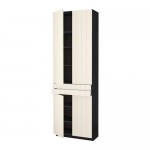 МЕТОД / МАКСИМЕРА Высокий шкаф+полки/2 ящика/4 дверцы - под дерево черный, Хитарп белый с оттенком МЕТОД / МАКСИМЕРА Высокий шкаф+полки/2 ящика/4 дверцы - под дерево черный, Хитарп белый с оттенком