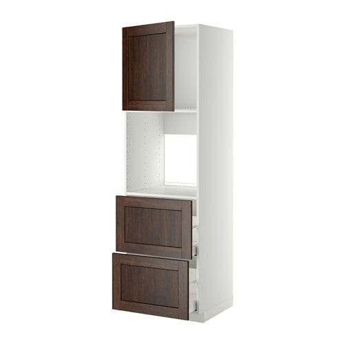 МЕТОД / МАКСИМЕРА Выс шк д/дхвк+двр/2фрнт/2выс ящ - белый, Эдсерум под дерево коричневый, 60x60x200 см