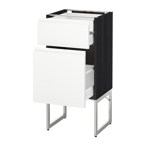 МЕТОД / МАКСИМЕРА Напольн шкаф 2фронт пнл/2низ/1вс ящ - под дерево черный, Воксторп белый, 40x37x60 см МЕТОД / МАКСИМЕРА Напольн шкаф 2фронт пнл/2низ/1вс ящ - под дерево черный, Воксторп белый, 40x37x60 см