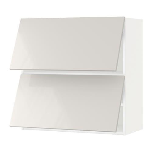 МЕТОД Навесной шкаф/2 дверцы, горизонтал - белый, Рингульт глянцевый светло-серый, 80x80 см МЕТОД Навесной шкаф/2 дверцы, горизонтал - белый, Рингульт глянцевый светло-серый, 80x80 см
