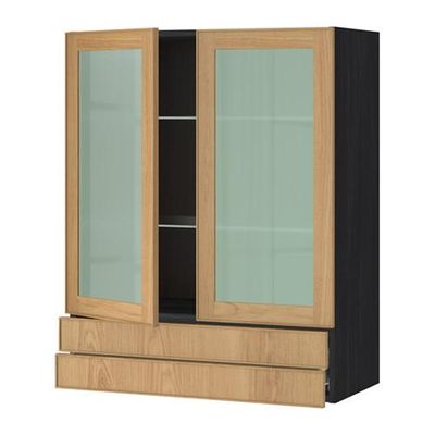 МЕТОД / ФОРВАРА Навесной шкаф/2 стек дв/2 ящика - 80x100 см, Экестад дуб, под дерево черный МЕТОД / ФОРВАРА Навесной шкаф/2 стек дв/2 ящика - 80x100 см, Экестад дуб, под дерево черный