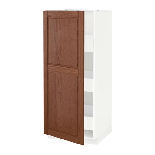 МЕТОД / МАКСИМЕРА Высокий шкаф с ящиками - 60x60x140 см, Филипстад коричневый, белый