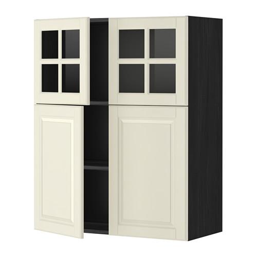 METOD навесной шкаф/полки/2дв/2стек дв черный/Будбин белый с оттенком 80x100 см METOD навесной шкаф/полки/2дв/2стек дв черный/Будбин белый с оттенком 80x100 см