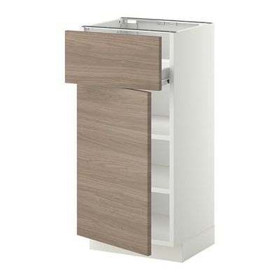 МЕТОД / ФОРВАРА Напольн шкаф с полкой/ящиком/дверью - белый, Брокхульт под грецкий орех светло-серый, 40x37 см МЕТОД / ФОРВАРА Напольн шкаф с полкой/ящиком/дверью - белый, Брокхульт под грецкий орех светло-серый, 40x37 см